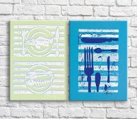 Картина ArtPoster Cutlery on Blue and Olive background (3478799)