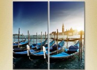 Pictură ArtPoster Diptych Gondolas/Venice (2502409)