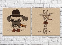 Pictură ArtPoster Dog and giraffe with cigar (3447730)