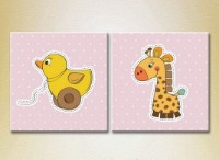 Pictură ArtPoster Duck and giraffe (2225889)