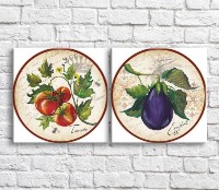 Картина ArtPoster Eggplant and tomatoes on the background of the text (3478748)