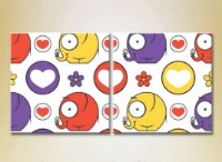 Pictură ArtPoster Elephants/flowers and hearts 01 (2225851)