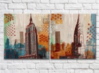 Картина ArtPoster Empire State Building Statue of Liberty American flag (2495225)