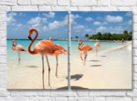 Картина ArtPoster Flock of pink flamingos on a tropical beach (3451160)