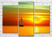 Pictură Magic Color Boat with sails against a Yellow sunset (3469249)