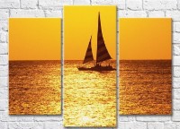 Pictură Magic Color Boat with sails at sunset (3469248)