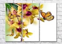 Pictură Magic Color Bright orchid branches and colorful butterflies (500229)