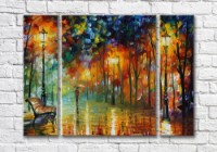 Pictură Magic Color Burning Lanterns and Park Bench (35110176)