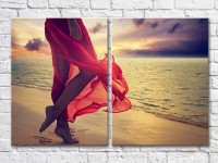 Картина ArtPoster Girl in Red dress on the beach (3453729)