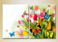 Картина Magic Color Diptych Tulips and butterflies (2613841)