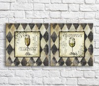 Pictură ArtPoster Glass of champagne on a Beige background with patterns (3478712)