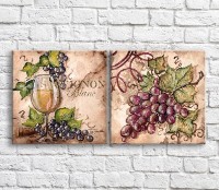 Картина ArtPoster Glass of White wine on grapes background (3478708)