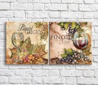 Картина ArtPoster Glass of wine and grapes (3478737)