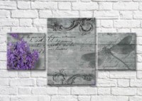 Картина Magic Color Dragonfly and lavender on vintage background (3565236)