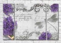 Картина Magic Color Dragonfly and lavender on vintage background with lettering (3565173)