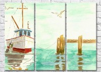 Pictură Magic Color Drawing of a boat moored to the pier (3469205)