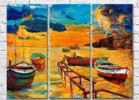 Pictură Magic Color Drawing of boats near the coast at sunset (3469203)