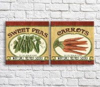 Pictură ArtPoster Green peas and carrots on White background with text (3478729)