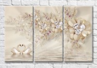 Картина Magic Color Gemstone Flowers and Swans (3517876)