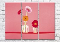 Pictură Magic Color Gerberas in glass vases on a pink background (500245)