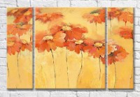 Pictură Magic Color Gerberas on a yellow background (3572558)