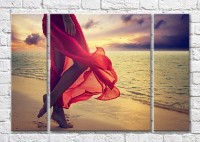 Pictură Magic Color Girl on the beach in a Red dress (3469217)