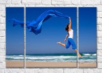 Pictură Magic Color Girl on the beach with a Blue scarf (3469242)