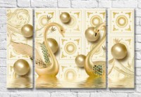 Картина Magic Color Gold swans and balloons on a Gold background (3517886)