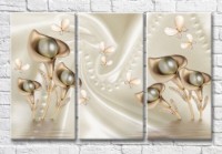 Картина Magic Color Golden calla lilies and pearls on a silk background (3517855)