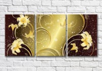 Картина Magic Color Golden lilies and patterns on a Burgundy background (3565223)