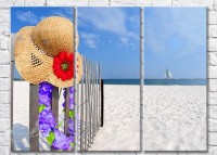 Pictură Magic Color Hat with flower on the beach fence (3469201)