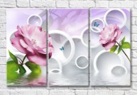 Картина Magic Color Large Pink flowers on a background of circles (3517844)
