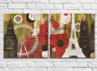 Картина ArtPoster Illustration style architecture Big Ben (2495221)