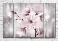 Картина Magic Color Lilac magnolia on a Gray striped background (3565161)