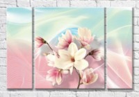 Картина Magic Color Magnolia branch on Pink/Blue background (3565147)