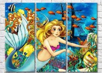 Pictură Magic Color Mermaid in front of a sunken ship at sea (3469193)