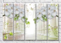 Картина Magic Color Orchid branches against the background of columns in perspective (3551873)