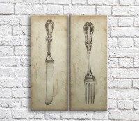 Картина ArtPoster Knife and fork on Beige background (3478773)