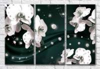 Картина Magic Color Orchids and rhinestones on a Dark/Green background (3565123)