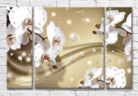 Картина Magic Color Orchids and rhinestones on a Golden background (3565165)