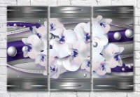 Картина Magic Color Orchids and spheres on a Gray background with Lilac stripes (3565124)