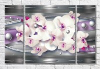 Картина Magic Color Orchids and spheres on a Gray background with Purple stripes (3565166)