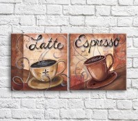 Картина ArtPoster Latte and cappuccino on an abstraction background (3478747)