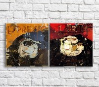 Pictură ArtPoster Latte and espresso on the background of the text (3478755)