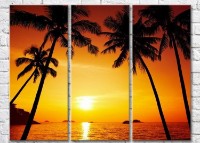 Pictură Magic Color Palm trees and Yellow setting sun (3469175)
