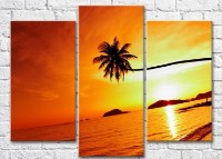 Pictură Magic Color Palm trees on a background of Yellow sunset (3469172)