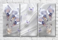 Картина Magic Color Pearl flowers and Purple butterflies on a silk background (3517866)