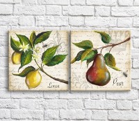 Картина ArtPoster Lemon and pear oil on text background (3478777)