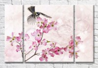 Картина Magic Color Pink Flower Branch & Tit (3565170)