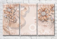 Картина Magic Color Pink flowers flowers from jewelry on a background of openwork ribbons (3517869)